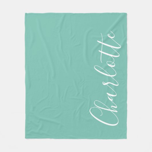 Chic Script Typografie Aangepast Modern Blauwgroen Fleece Deken (Voorkant)