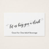 Chic Script Typografie Drinktickets op Wit Visitekaartje (Voorkant)