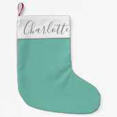 Chic Script Typografie Gepersonaliseerd Modern Tea Kleine Kerstsok (Voorkant)