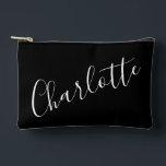 Chic Script Typografie Gepersonaliseerde naam Zwar Etui<br><div class="desc">Chique Script Typografie Gepersonaliseerde Accessoire Pouch in Zwart</div>