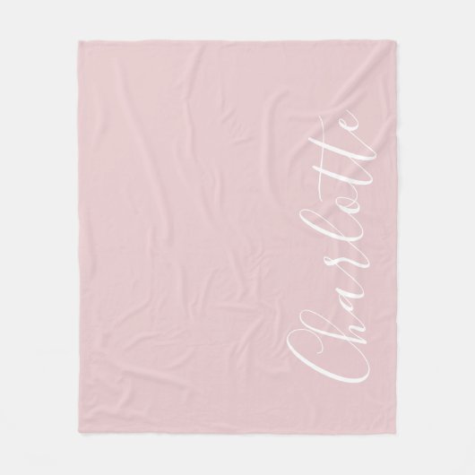 Chic Script Typography Personalized Girly Pink Fleece Deken (Voorkant)