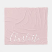 Chic Script Typography Personalized Girly Pink Fleece Deken (Voorkant (Horizontaal))