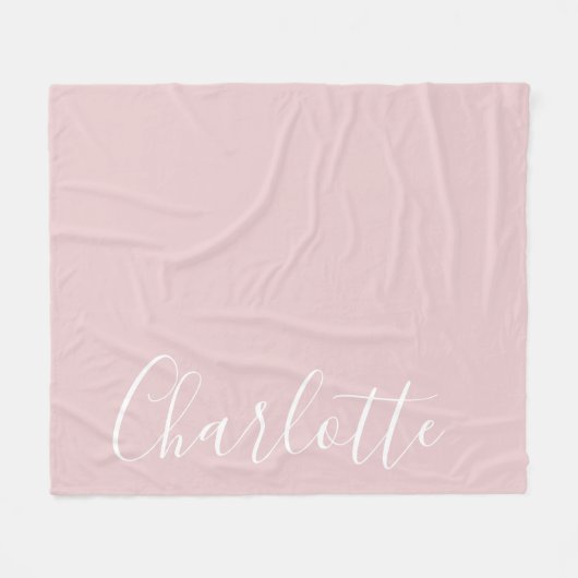 Chic Script Typography Personalized Girly Pink Fleece Deken (Voorkant (Horizontaal))