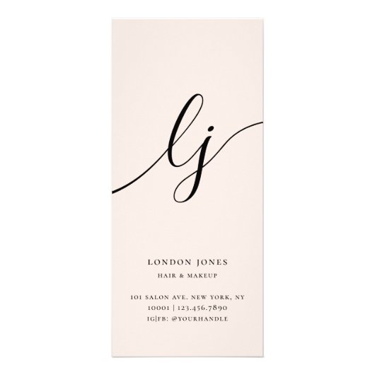 Chic Script Typography Services Blush prijslijst Reclamekaart (Achterkant)