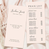 Chic Script Typography Services Blush prijslijst Reclamekaart