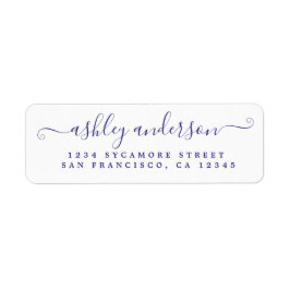 Chic Script Violet Ink Name Return Label