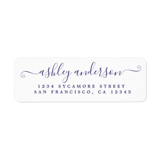 Chic Script Violet Ink Name Return Label (Voorkant)