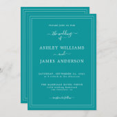 Chic Script Viridian Green Wedding-uitnodiging Kaart (Voorkant / Achterkant)