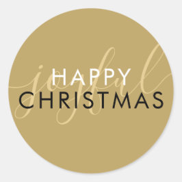 Chic Script Vrolijke Moderne Kerst Mooie Goud Ronde Sticker