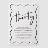 Chic Script Wavy Lijst 30ste verjaardagsfeest Vellum Uitnodigingen (Voorkant)