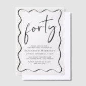 Chic Script Wavy Lijst 40ste verjaardagsfeest Vellum Uitnodigingen (Offset)