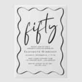 Chic Script Wavy Lijst 50ste verjaardagsfeest Vellum Uitnodigingen (Voorkant)