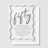 Chic Script Wavy Lijst 50ste verjaardagsfeest Vellum Uitnodigingen (Offset)