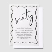 Chic Script Wavy Lijst 60ste verjaardagsfeest Vellum Uitnodigingen (Offset)