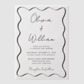 Chic Script Wavy Lijst Wedding Vellum Uitnodigingen (Voorkant)