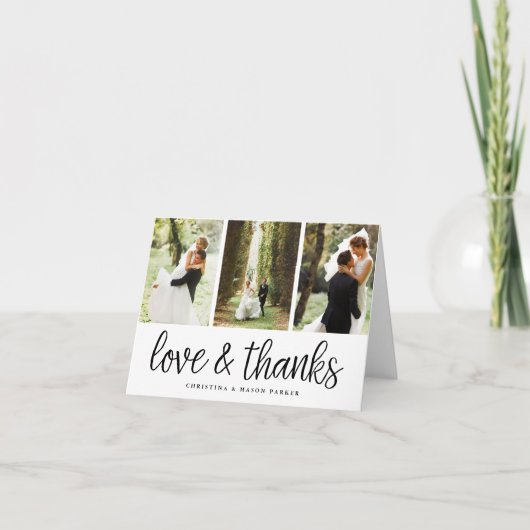 Chic-script | Weddenfoto collage Hartelijk dank Bedankkaart (Voorkant)