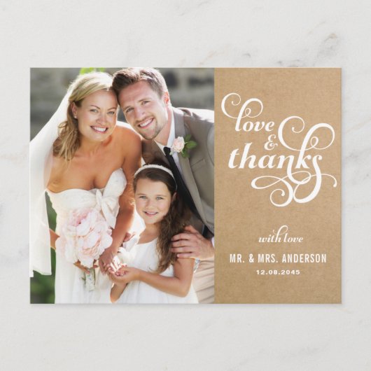 Chic Script Wedding Dank u Briefkaart (Voorkant)