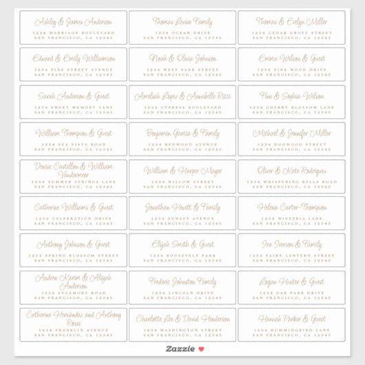 Chic Script Wedding Guest Adresetiketten Sticker (Vel)