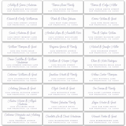 Chic Script Wedding Guest Adresetiketten Sticker (Voorkant)