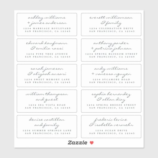 Chic Script Wedding Guest Adresetiketten Sticker (Vel)