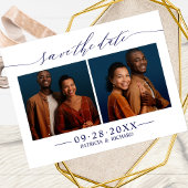 Chic Script Wedding Save the Date 2 Photo Collage Briefkaart