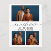 Chic Script Wedding Save the Date 3 Photo Collage Briefkaart (Voorkant)