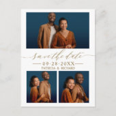 Chic Script Wedding Save the Date 3 Photo Collage Briefkaart (Voorkant)