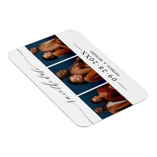 Chic Script Wedding Save the Date 3 Photo Collage Magneet (Rechterzijde)