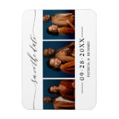 Chic Script Wedding Save the Date 3 Photo Collage Magneet (Verticaal)