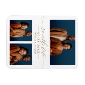 Chic Script Wedding Save the Date 3 Photo Collage Magneet (Horizontaal)