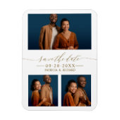 Chic Script Wedding Save the Date 3 Photo Collage Magneet (Verticaal)