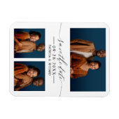 Chic Script Wedding Save the Date 3 Photo Collage Magneet (Horizontaal)