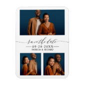 Chic Script Wedding Save the Date 3 Photo Collage Magneet (Verticaal)