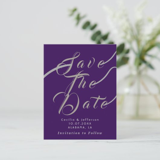 Chic Script Wedding Save the Date Notice Briefkaart (Staand voorkant)