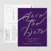 Chic Script Wedding Save the Date Notice Briefkaart (Voorkant / Achterkant)