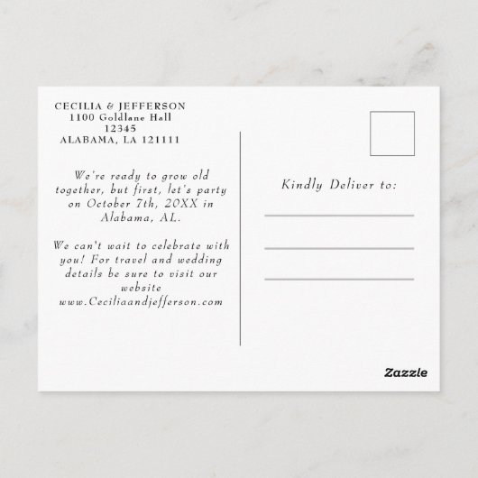 Chic Script Wedding Save the Date Notice Briefkaart (Achterkant)