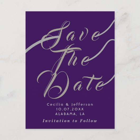 Chic Script Wedding Save the Date Notice Briefkaart (Voorkant)