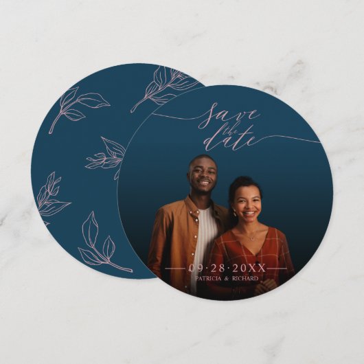 Chic Script Wedding Save the Date Photo Kaart (Voorkant / Achterkant)