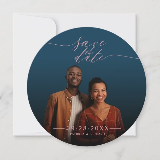 Chic Script Wedding Save the Date Photo Kaart (Voorkant)