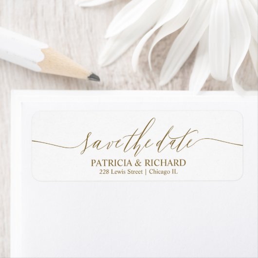 Chic Script Wedding Save the Date Return Address Etiket (Insitu)
