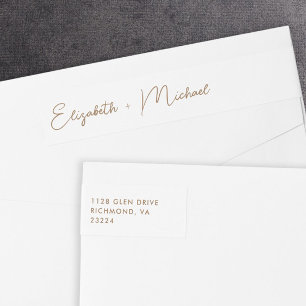 Chic Script White Gold Wedding Retouradres