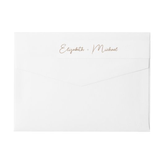 Chic Script White Gold Wedding Retouradres (Achterkant)