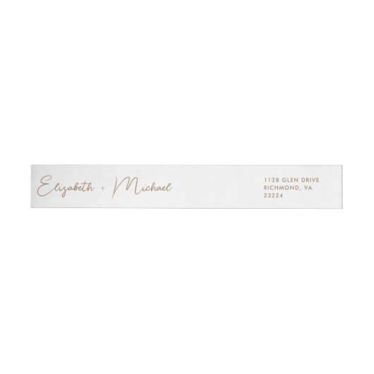Chic Script White Gold Wedding Retouradres (Individueel)