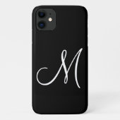 Chic Script White Initiaal zwart Case-Mate iPhone Case (Achterkant)