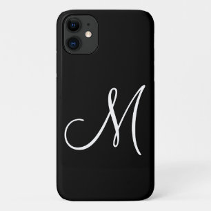 Chic Script White Initiaal zwart Case-Mate iPhone Case