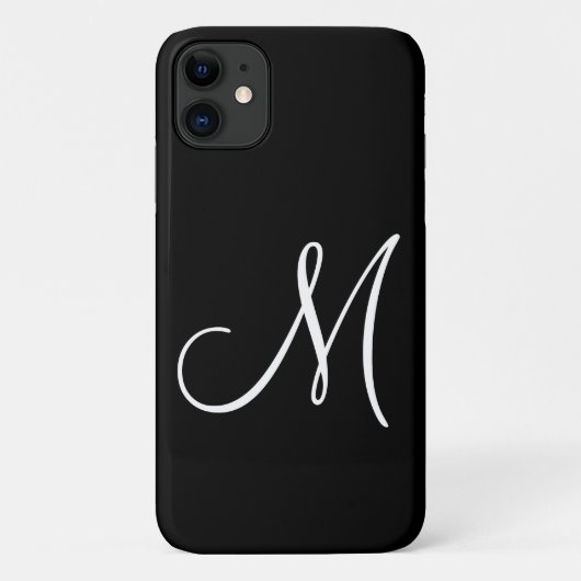 Chic Script White Initiaal zwart Case-Mate iPhone Case (Achterkant)