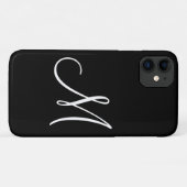 Chic Script White Initiaal zwart Case-Mate iPhone Case (Achterkant (horizontaal))