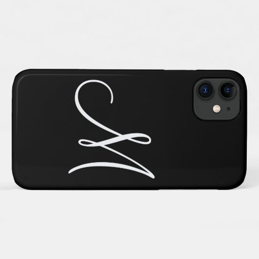 Chic Script White Initiaal zwart Case-Mate iPhone Case (Achterkant (horizontaal))