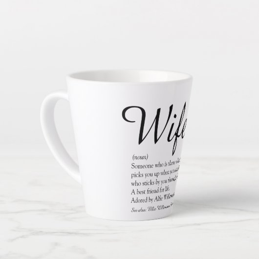 Chic Script Wife Definition Black en White Fun Latte Mok (Linkerhoek)