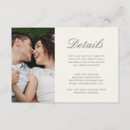 Chic Script Yellow Wedding Details Foto Informatiekaartje